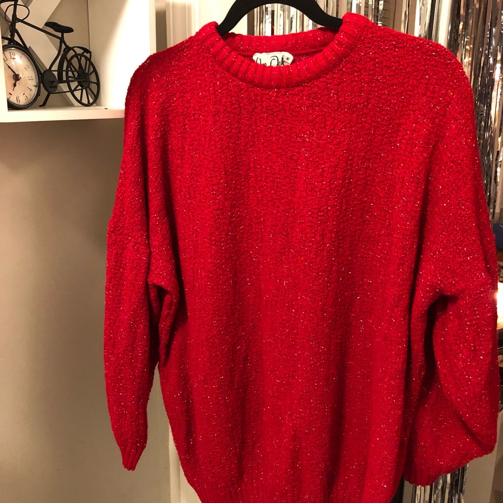 Vintage Oversized Red Sparkly Sweater